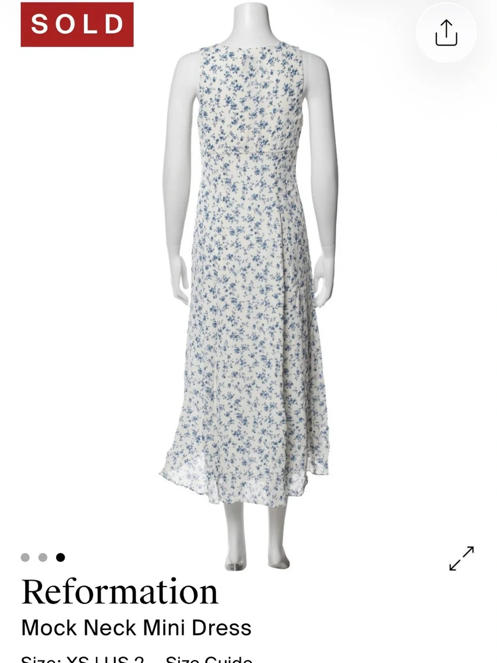 Reformation White Midi Skirt with Blue Floral Print